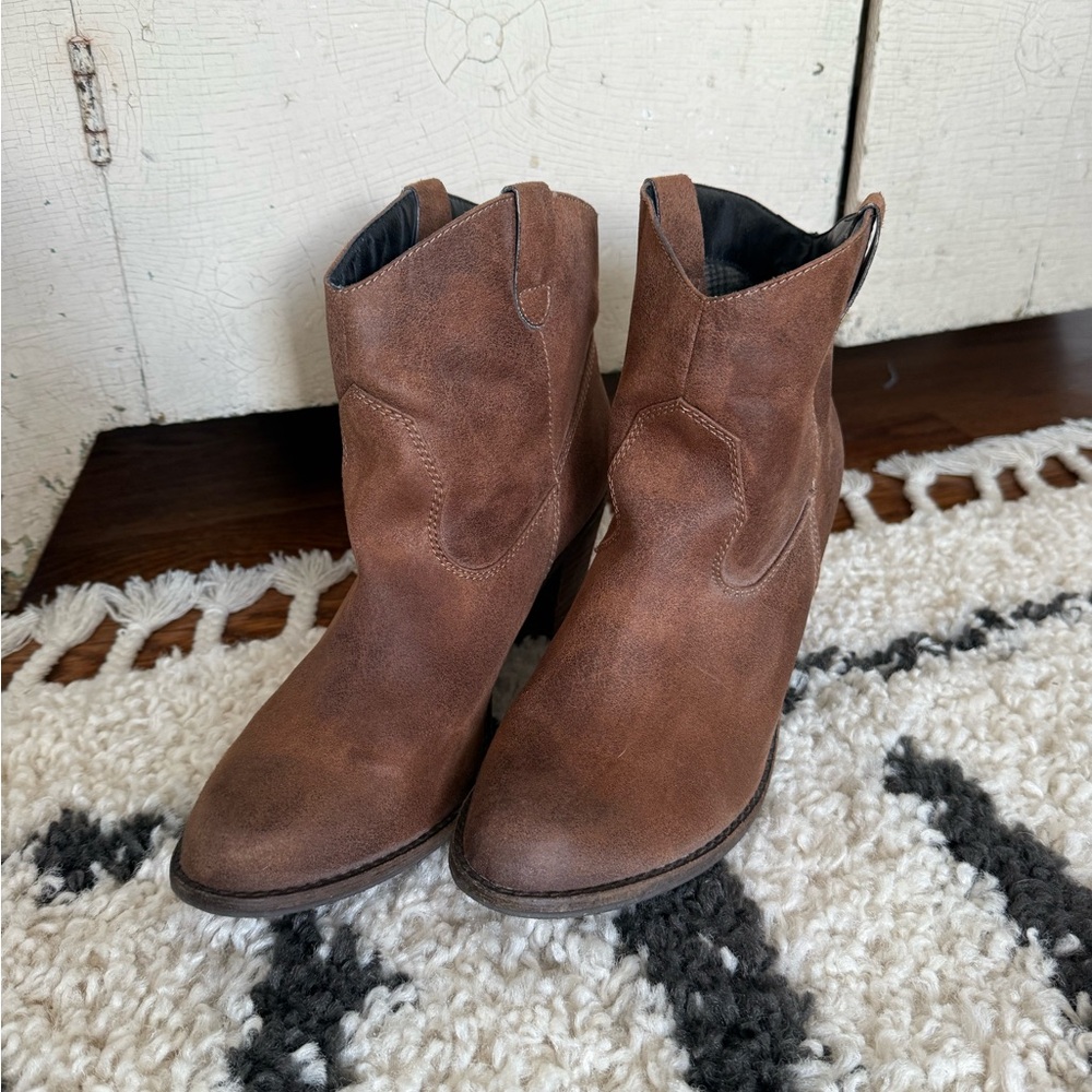 Altar’d State Rustic Brown Ankle Boots with Western Style